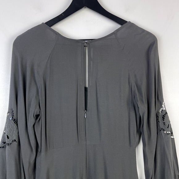 ASTR The Label Nordstrom (S) Fern Eyelet Sleeve V-Neck Mini Dress Viscose Gray - Picture 8 of 10